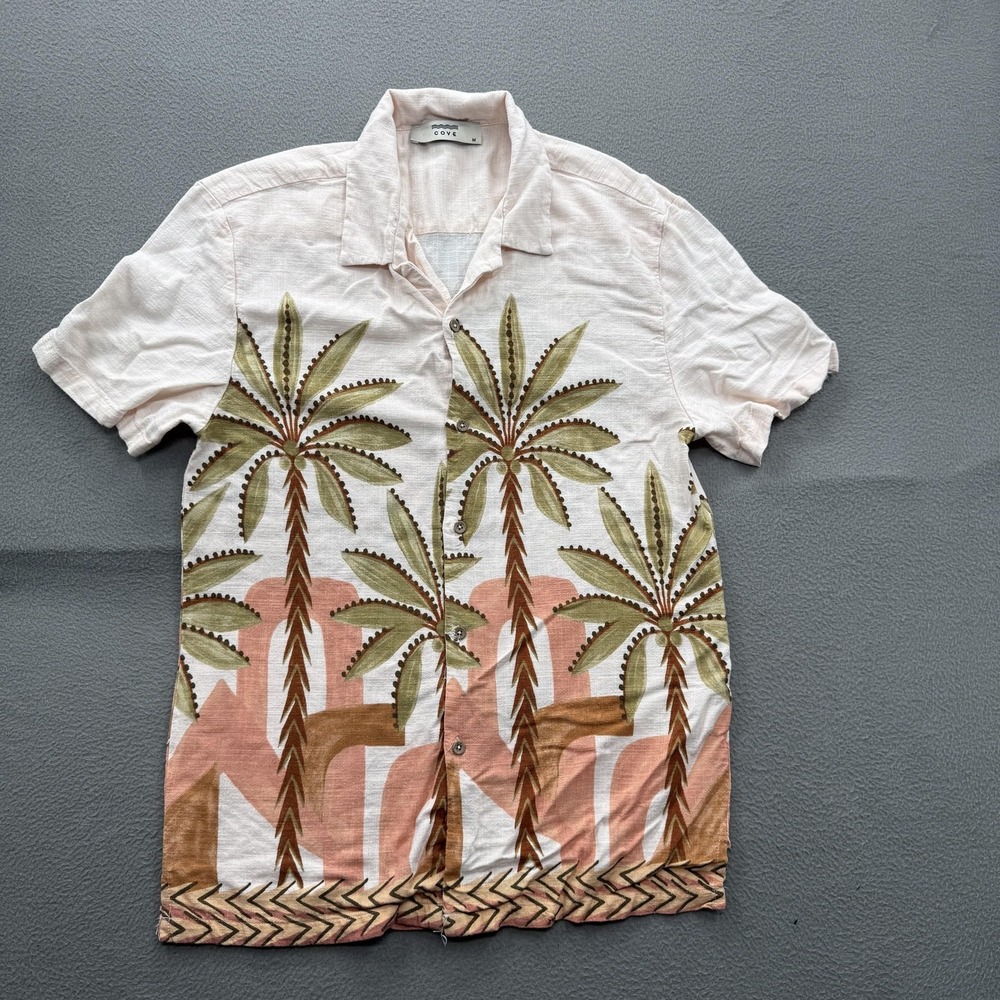 Cove‎ Shirt Mens Medium Multicolor Palm Tree Hawaiian Short Sleeve Button Up